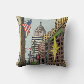 マンハッタンウィンターニューヨーククリスマスイラストレーション クッション (正面)