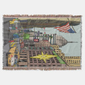 マンハッタンウィンターニューヨーククリスマスイラストレーション スローブランケット (正面)