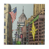 マンハッタンウィンターニューヨーククリスマスイラストレーション タイル (正面)