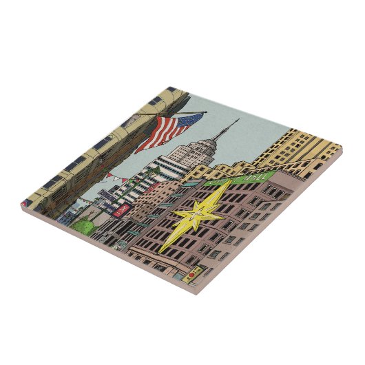 マンハッタンウィンターニューヨーククリスマスイラストレーション タイル (側面)