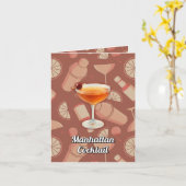マンハッタンカクテルレシピ カード (黄色い花)