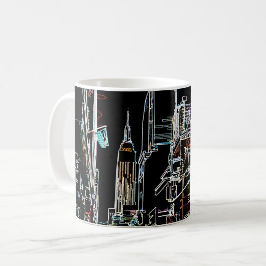 マンハッタンカラフルのスカイライン コーヒーマグカップ (正面左)