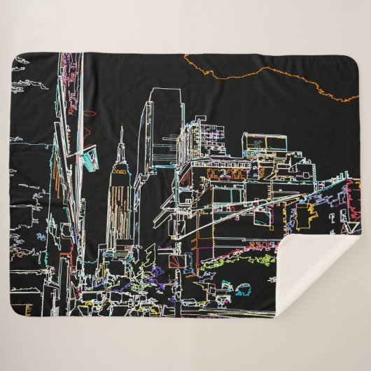 マンハッタンカラフルのスカイライン シェルパブランケット (正面(横))
