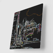 マンハッタンカラフルのスカイライン スクエア壁時計 (傾斜)