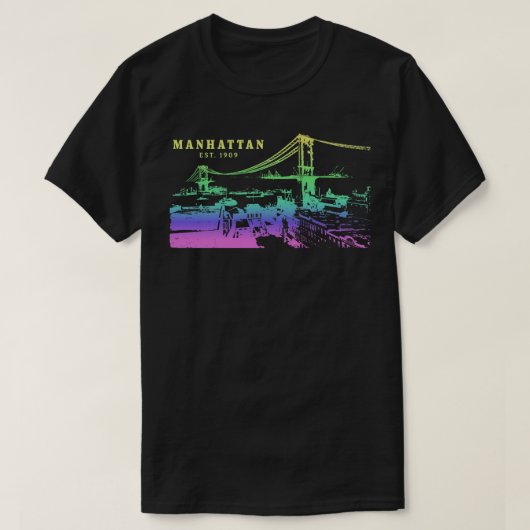 マンハッタンクールイラストレーションと鮮やかな色彩 Tシャツ (デザイン正面)