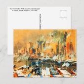 マンハッタンニューヨークシティハーバーヴィンテージスカイライン シーズンポストカード (正面/裏面)