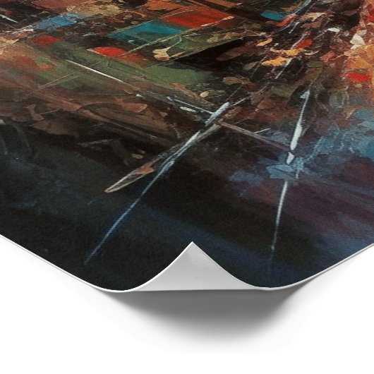 マンハッタンニューヨークシティ抽象芸術油彩画 ポスター (角)