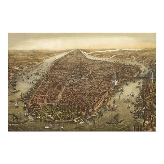 マンハッタンニューヨークシティ旧写真の拡大 フォトプリント            (正面)