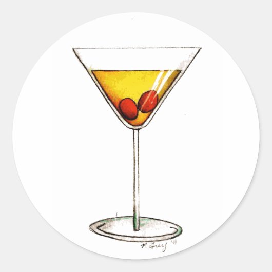 マンハッタンニューヨークシティNYCミックスドリンクカクテル ラウンドシール (正面)