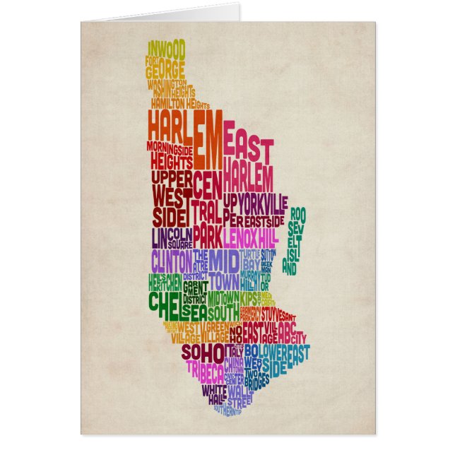 マンハッタンニューヨークタイポグラフィの文字地図 (正面)