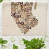 マンハッタンニューヨークタイポグラフィの文字地図 キッチンタオル (折り畳み)