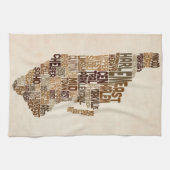 マンハッタンニューヨークタイポグラフィの文字地図 キッチンタオル (横)