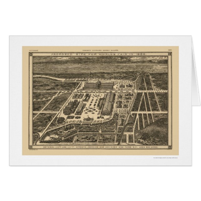 マンハッタンニューヨーク万国博覧会の地図1883年 (正面横)