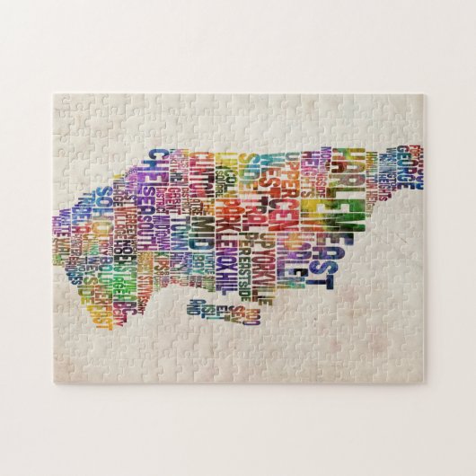 マンハッタンニューヨーク印刷の地図 ジグソーパズル (横)