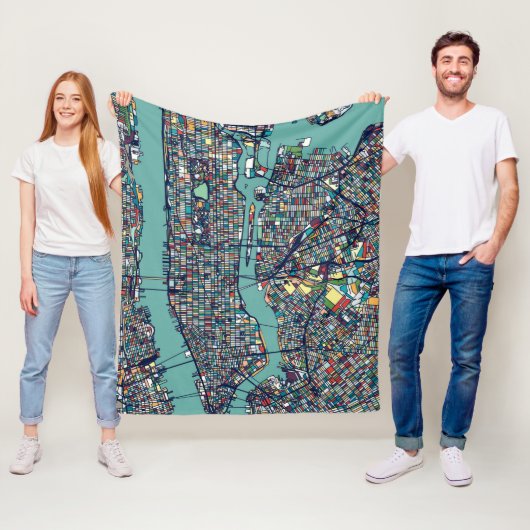 マンハッタンニューヨーク地図 フリースブランケット (インサイチュ)