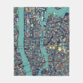 マンハッタンニューヨーク地図 フリースブランケット (正面)