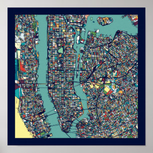 マンハッタンニューヨーク地図 ポスター