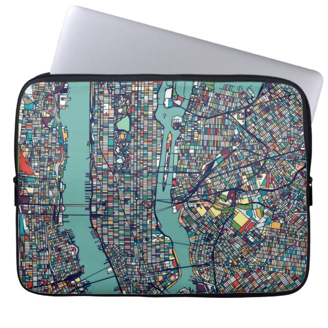 マンハッタンニューヨーク地図 ラップトップスリーブ (正面)