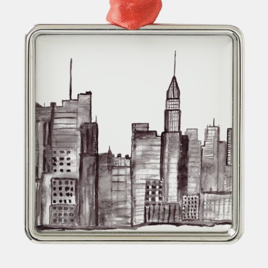 マンハッタンニューヨーク市の水の色ブルックリンブラック メタルオーナメント (正面)