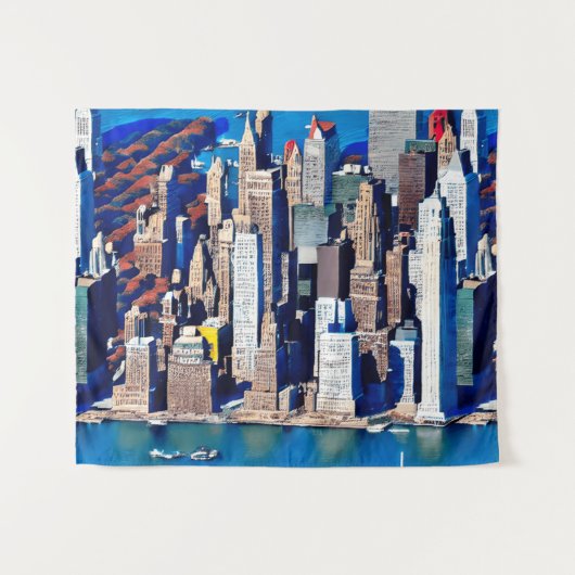 マンハッタンパターンの空中表示 タペストリー (正面(横))