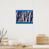 マンハッタンパターンの空中表示 ポスター (キッチン)