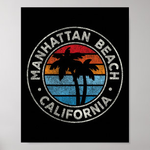 マンハッタンビーチカリフォルニアカヴィンテージグラフィックリター ポスター