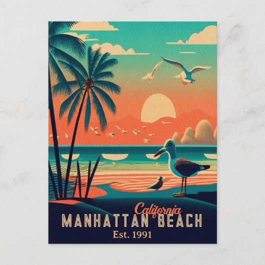 マンハッタンビーチカリフォルニアサンセットディ土産1950s ポストカード (正面)
