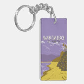 マンハッタンビーチカリフォルニアトラベルアートヴィンテージ キーホルダー (正面左)