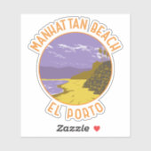 マンハッタンビーチカリフォルニアトラベルアートヴィンテージ シール (シート)