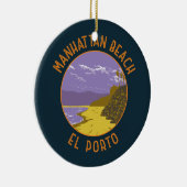 マンハッタンビーチカリフォルニアトラベルアートヴィンテージ セラミックオーナメント (右)
