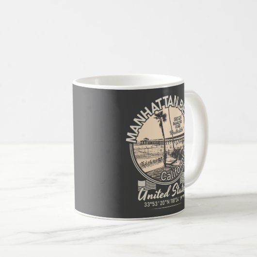 マンハッタンビーチシティ – ロサンゼルスカリフォルニア コーヒーマグカップ (正面右)