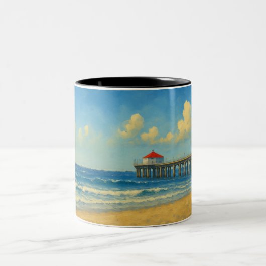 マンハッタンビーチピアウィズレッドルーフ ツートーンマグカップ (中央)