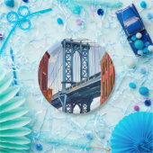 マンハッタンブリッジニューヨークシティ絵を描ズ ペーパープレート (パーティー)