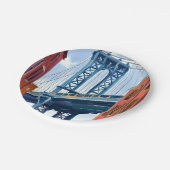 マンハッタンブリッジニューヨークシティ絵を描ズ ペーパープレート (アングル)