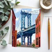 マンハッタンブリッジニューヨークシティ絵を描ズ ポストカード