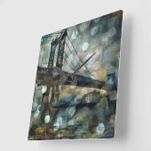 マンハッタンブリッジ抽象芸術 スクエア壁時計 (傾斜)