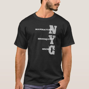 マンハッタンブルックリンブロンクスNyc文字ブラックテンプレート Tシャツ