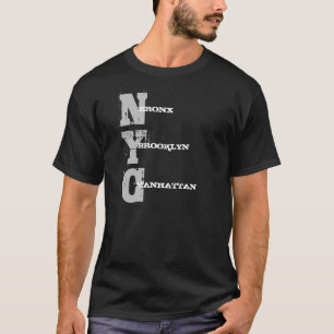 マンハッタンブロンックスブルックリンニック文字ブラックテンプレート Tシャツ
