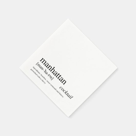マンハッタンモダン引用文ブラックタイポグラフィカクテル スタンダードカクテルナプキン (角)