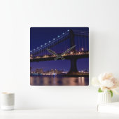 マンハッタン橋の夜景 スクエア壁時計 (ホーム)