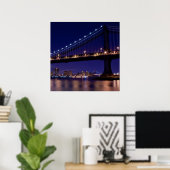 マンハッタン橋の夜景 ポスター (ホームオフィス)