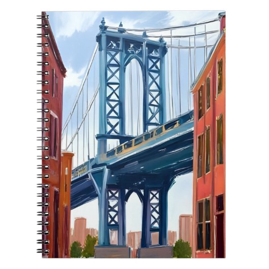 マンハッタン橋 ニューヨーク市 絵画 ノートブック (正面)