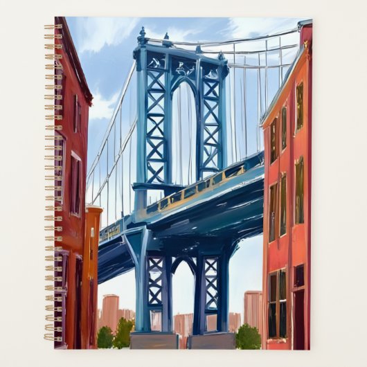 マンハッタン橋 ニューヨーク市 絵画 プランナー手帳 (正面)