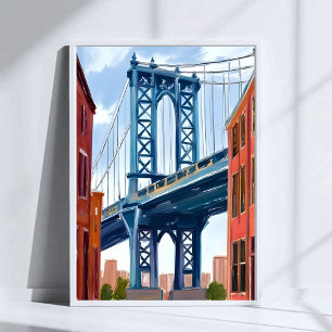 マンハッタン橋 ニューヨーク市 絵画 ポスター
