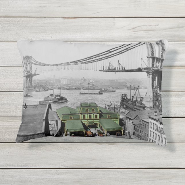 マンハッタン橋Catharineフェリーニューヨーク アウトドアクッション (裏面)
