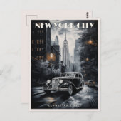 マンハッタン通りニューヨークUSA旅行ヴィンテージアート ポストカード (正面/裏面)