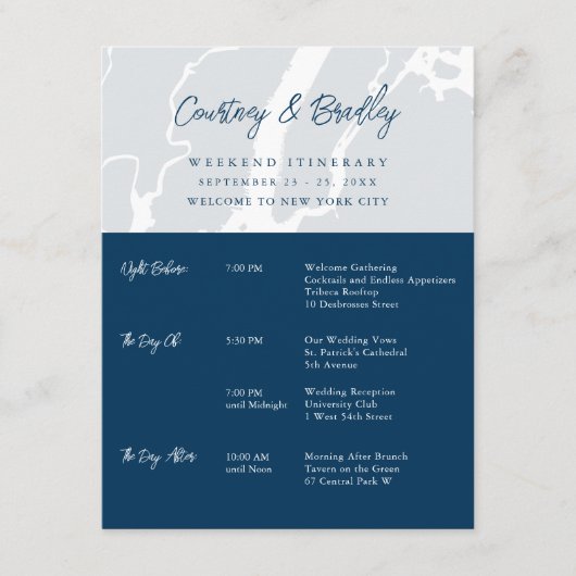 マンハッタン ニューヨークシティ 週末の予定 タイムライン エンクロージャーカード (正面)