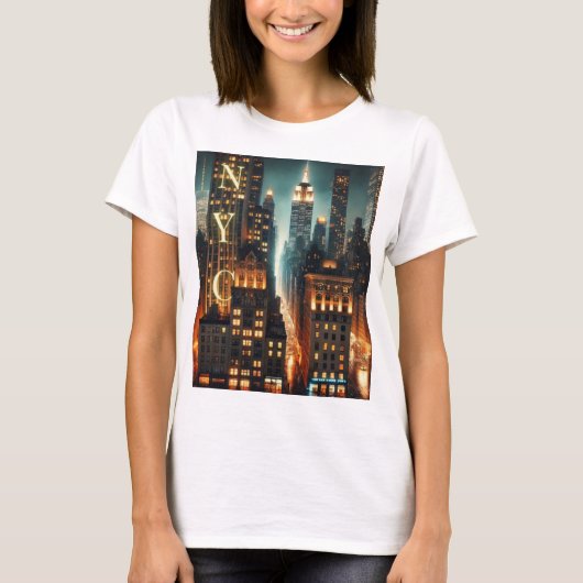 マンハッタン・バイブスTシャツ - 豪快なニューヨークシティストリート Tシャツ (正面)