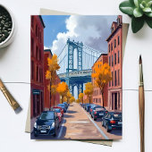 マンハッタン・ブリッジNYC水彩画カード