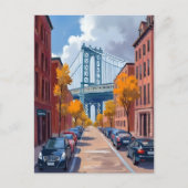 マンハッタン・ブリッジNYC水彩画 ポストカード (正面)